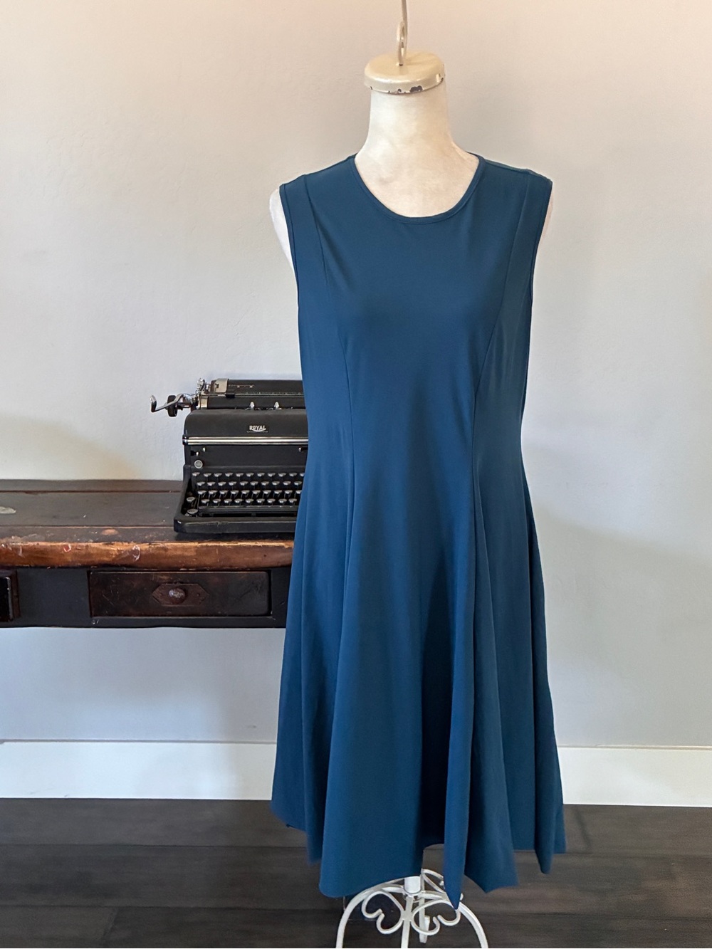Porto San Francisco Teal Blue Sleeveless Fit & Flare Midi Dress- Size 3 US L/XL